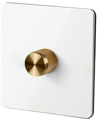 PPOZYLPC 86 Dimmer Switch 500W Gold Knob Adjusting The Brightness of Light for Living Room Dedicated Dimmer(White)