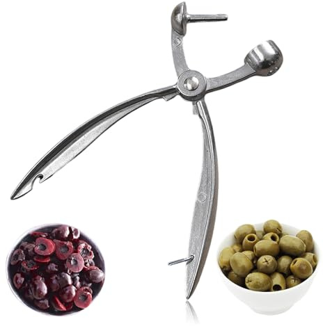 Cherry Pitter and Stoner Tool With Stainless Steel Rod - Aluminum Alloy Olive Core Remover for Kitchen