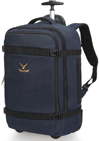 Hynes Eagle 42L Trolley Rucksack Reisetasche mit Rollen Handgepäck Handgepäckkoffer für Reisen und Business 17 Zoll 54x35x23cm mit Wasserflaschentasche Blau