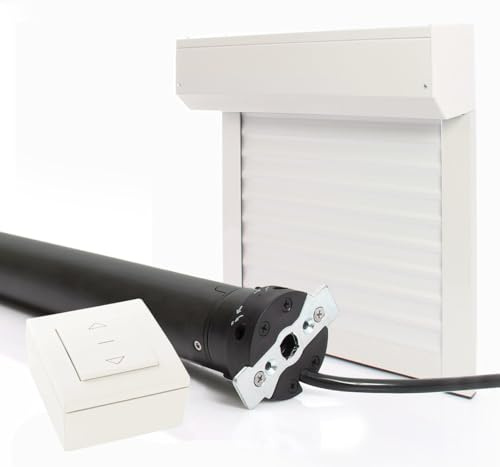 Volet Roulant Electrique Filaire Ajustable en Aluminium h220 x l150 cm- Coloris Blanc- Montage Facile , Pour Fenêtre et Porte fenêtre