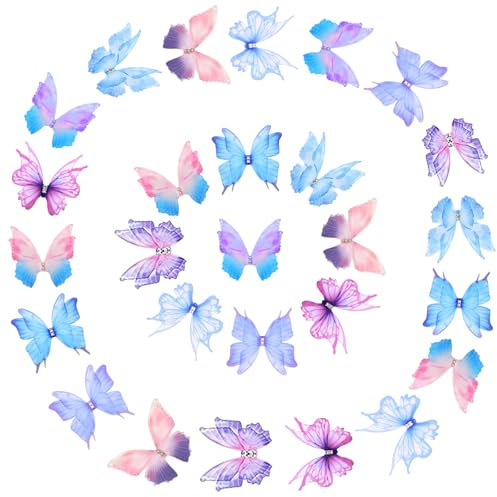 Qaestuan 27 Stück Haarspangen Schmetterling, Glitzer Haarspange Schmetterling, Bunte Schmetterlings Haarschmuck Haarspangen, 3D Mini Butterfly Hair Clips, für Damen Mädchen Kinder Haarschmuck