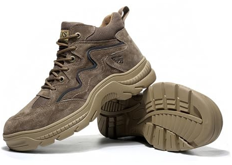 Webrosistol Bottes de Sécurité Hommes Chantier Cuir Antidérapante Bottine de Travail Embout en Acier Chaussures de Securite Montante