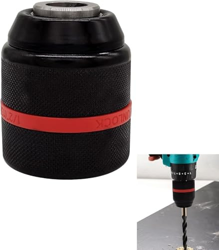 SDS Metall Schnellspannbohrfutter, 2-13 mm Bohrfutter Adapter Sechskant Spannweite 1/2 - 20 UNF, Selbstspannendes Bohrfutter mit 1/2 Schlüsselhülse für Schlagschrauber Kraftbohrfutter