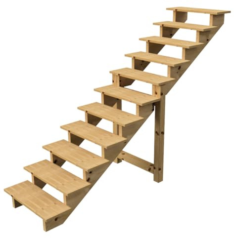 Scala esterna BERLIN, 11 gradini, Altezza 190cm, L 80cm, senza alzate