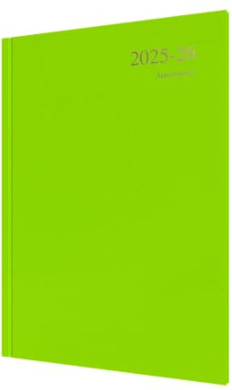 Collins 'Essentials' 12 Month Mid/Academic Year Planner, July 2025-July 2026 - ESSA43M.64-2526 - Week-to-View Appointments Diary, A4 Hard Cover, Lime