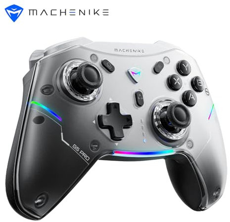 Machenike G5Pro PC Game Controller with RGB Lights, Hall Effect Joystick＆Triggers, Wireless Gaming Controller, Gamepad for Switch/Ipad/MAC/Android/Steam, Gray