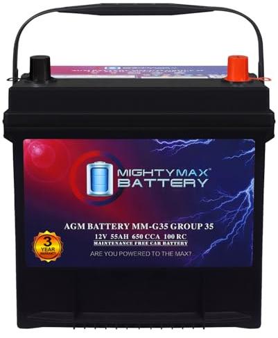 Mighty Max Battery MM-G35 Group Size 35 12V, 55Ah, 100RC, AGM, 650 CCA, Replacement Battery Compatible with Nissan Murano 09-17