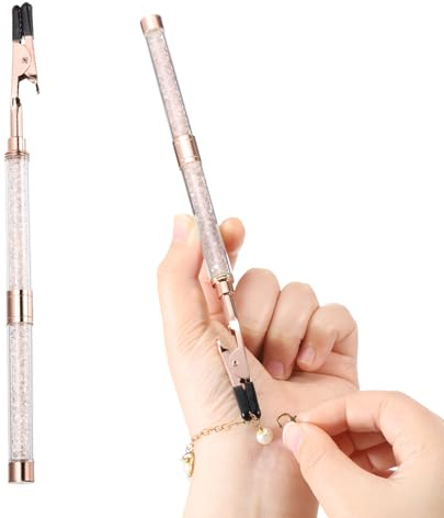 PATIKIL Bracelet Clasp Helper, Bracelet Helper Tool to Put on Yourself with Rubber Cover Tip, Jewelry Quick Wear Fastening Equipment for Necklace Watch Zipper, Light Champagne/Rose Gold