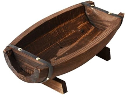 TOBBOMEY Rustic Wooden Half Planter Vintage Flower Pot for Use Container for Plants Garden Decor and