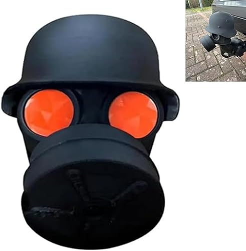 Generisch Tow Bar Cover Cap, Funny Gas Mask Helmet Design - Protective Cap Made of Plastic, Universal Fit, Rust Protection for Towing Ball, Weatherproof, Humorous Accessory (Red)