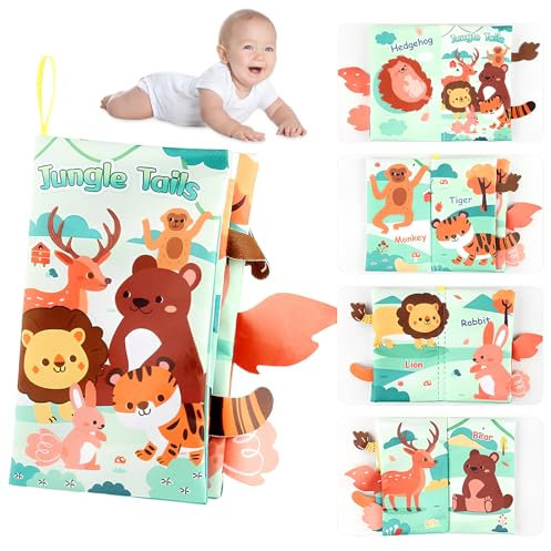 DEARBAG Baby Spielzeug 0 3 6 Monate,Babybuch stoffbuch fühlbuch knisterbuch Bilderbuch Stoffbücher Kinderwagen Neugeborene Spielzeug ab 6 Monate, Baby Bücher Quiet Book Geschenk für Jungen Mädchen