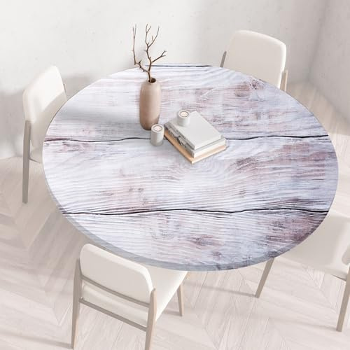 Runde Tischdecke Gartentischdecke Rund Tischtuch Tablecloth Gartentischtuch Holzoptik Gartentisch Decke Garten Tischdecken Outdoor Wetterfest Abwaschbar mit Gummizug für Draußen(H,100cm)