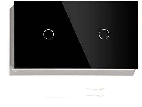 MITINGER Touch Light Switch,Touch Switch Double 1 Gang 1 Way Dimmer Touch Light Switch Panel Wall Switches Touch Sensor Dimmable(Black)