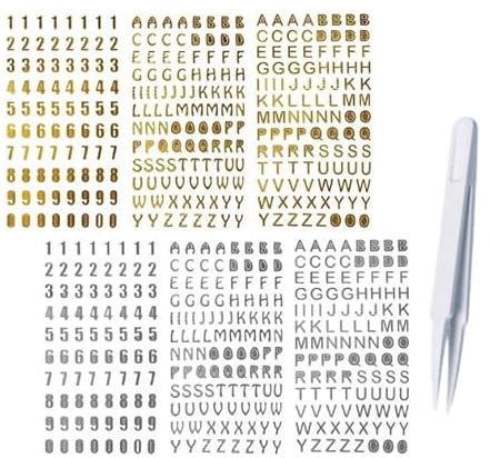 6 Pegatinas de Letras y Números, Adhesivas Autoadhesivas de Vinilo Impermeable, Letras para Álbumes de Recortes, Manualidades, Tarjetas de Felicitación, Buzones y Ventanas