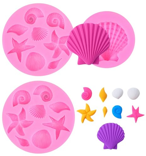 3 Stück Muscheln Silikonform Meerestiere Seestern Silikonformen Fondantformen mit Meeresmotiven 3D Ozean Tier Silikonformen Für Schokolade SüßIgkeiten Kuchen Handgemachte Seife