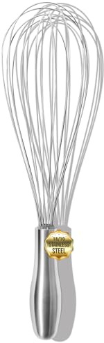 OYV 12 Whisk for Cooking, Ergonomic Handle, Dishwasher Safe 18/10 Stainless Steel Whisk, Professional Kitchen Wire Whisk, Perfect for Blending, Whisking, Baking, and Beating