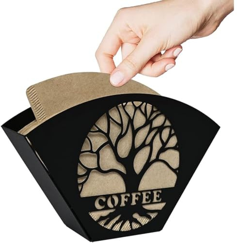 UIEXAY Elegante porta filtro da caffè con scomparti in ferro che distribuisce uniformemente i filtri, porta filtro caffè con albero della vita per migliorare la tua esperienza di caffè (nero)