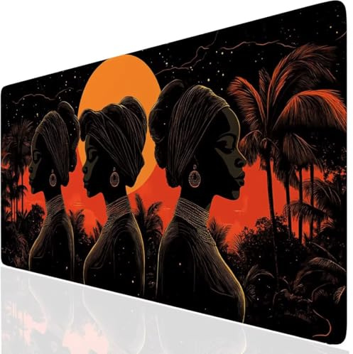 Afrika Mauspad XXL, Schwarz Mousepad 1000x500x3mm mit Genähten Kanten, Mauspad Großes Schreibtischauflage, Gaming Mousepad Wasserdicht Rutschfest, Desk Mat Vernähte Kanten, für MacBook, Laptop DE-7930