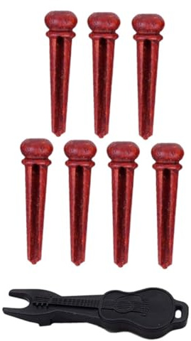 Gatuida 7 Stück Teiliges Gitarren Bridge Pin aus Langlebigem Holz mit Shell freien Pins und Schwarzem Saiten puller Geeignet für Akustik Westerngitarre Stabile Klangvibration und Einfache