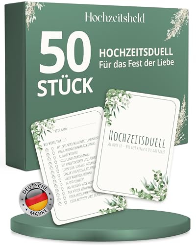 HOCHZEITSHELD Hochzeitsspiele für Brautpaar - Hochzeitsquiz Duell 50 Karten