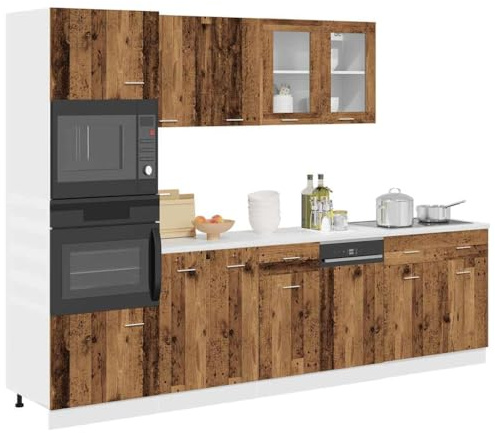 Emmtore Conjunto de armarios de Cocina de 7 Piezas Lyon de, Madera de ingeniería Envejecida