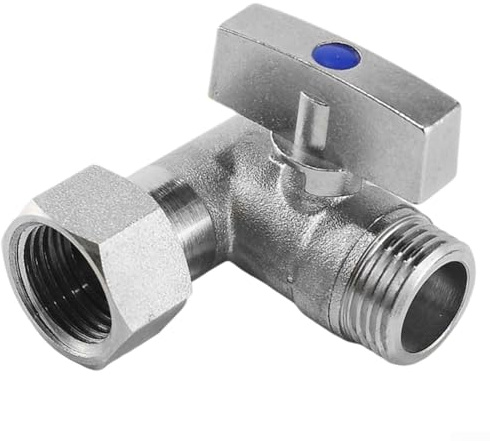 CYRENT 3-Wege-Wasseranschluss-Adapter mit Absperrventilen für Küche und Bad, Sanitär, Edelstahl-Material (rechts)