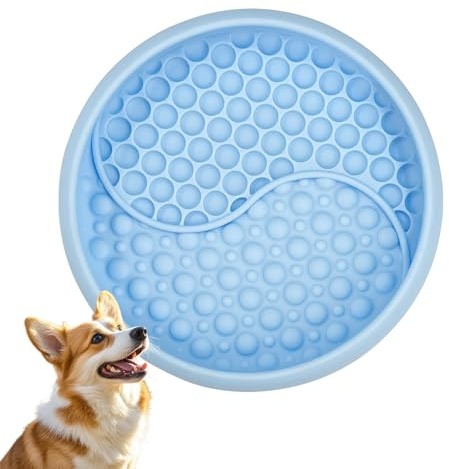 Dog Lick Bowl - Non-Slip Slow Feeder & Licking Mat, Interactive Pet Enrichment Toy for Anxiety Relief and Boredom, BPA Free Silicone Treat Dispenser (Light Blue)