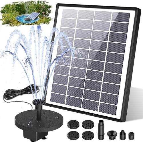 AISITIN 6.5W Solar Fountain with Battery Backup, 2026 Upgraded Solar Pond Pump, Solar Floating Fountain Water Feature with 10 Fountain Styles for Pond, Garden, Pool and Fish Tank