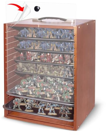 SUNDOY Miniature Carrying Case for Collectibles, Wooden Miniature Storage & Display Case, Portable Figure Model Holder & Transport Box