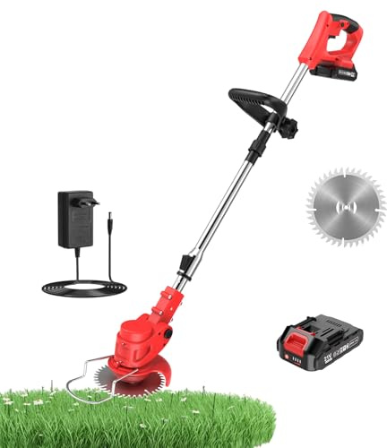 Coupe Bordure sans Fil avec Batterie Debroussailleuse Electrique sans Fil 800W 21V 2000mAh Pliable 1.1kg, Easy Tool for Everyday Use