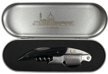 Cavatappi Personalizzato con Nome e Skyline Città – Apribottiglie Sommelier Professionale Inciso – Idea Regalo per Amanti del Vino con Scatola (Skyline Firenze)