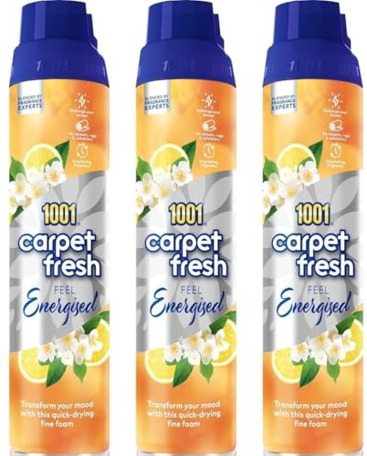 1001 Carpet Fresh Odour Remover Spray Feel Energised, 300ml, Pack of 3