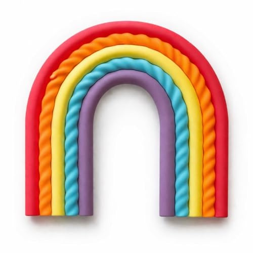 AMAR Rainbow Silicone Cake Topper, Flexible Trimmable Decoration, 10cm x 10cm, for Birthday Cakes, Baby Showers, Celebrations (Bright Rainbow)