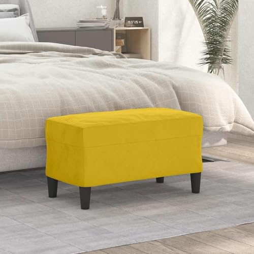 Drillkyn Sitzbank Gelb Samt 70x35x41 cm Polsterbank Flurbank Wohnzimmerbank Schmalbank Esszimmerbank Gartenbank für Komfortables Sitzen und vielseitige Nutzung