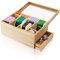 Amazy | Bamboo Wooden Tea Box Extra Large - 31 x 19 x 14.5 cm - Decorative Wooden Organizer Storage Box with 8 Adjustable Sliding Dividers and Drawers