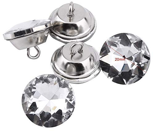 50pc Kristall Strass Knöpfe rund Acryl mit Metallschlaufe zum Nähen, Kleidung, Sofa Polster, Scrapbooking, Wand-Dekor, Kunsthandwerk, Schmuckherstellung, Stricken(20mm)