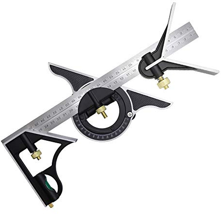 DUEBEL Combination Square - 12' Stainless Steel Multi-Function Carpentry Square with Right 90 Degree Angle Ruler