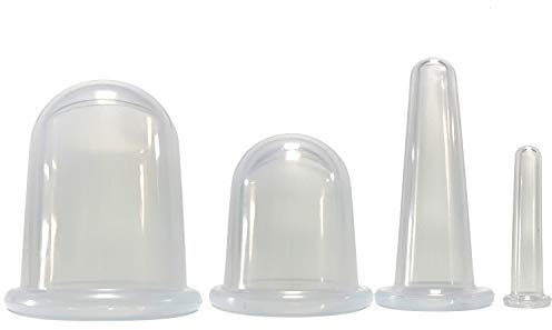 Juego de 4 tazas de masaje de silicona transparentes con ventosas