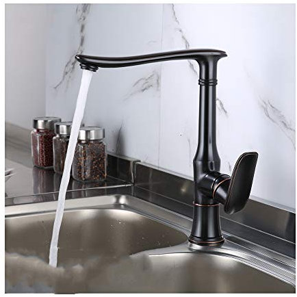 GLYYR Küchenarmatur mit Kaltes und Heißes Wasser 360° Schwenkbarem Auslauf Deck Montiert Wasserhahn Küche Einhebelarmatur Messing Spültischarmatur für Küche,Black Bronze