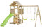 KANGUI Aire de jeux portique en bois WOODI - Double balançoire, toboggan, mur d'escalade, bac a sable, table pique nique, cabane, échelle