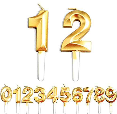 Geburtstag Zahl Kerzen, 1/2/12/21 JJubiläumstorten Dekoration, Gold Nummer Geburtstagskuchen kerzen, Kuchen Dekoration für Geburtstag Party Hochzeit Jahrestag Abschlussfeier Feier Lieferungen