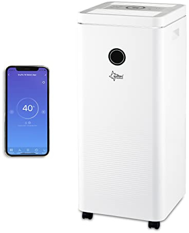 SUNTEC Deshumidificador de aire DryFix 16 select APP – Para espacios de hasta 42 m2 o 100 m3 – Controlado mediante app – Deshumidificador Smart Home con rendimiento de 16 l/día – Portátil y silencioso