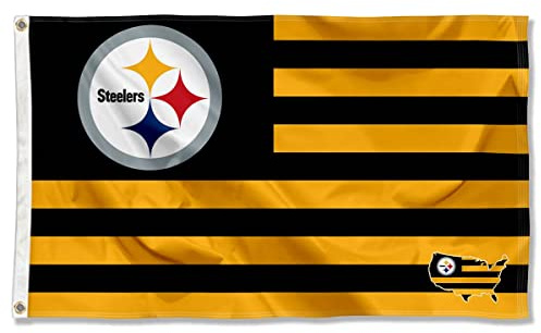 Pittsburgh Steelers USA American Nation Stripes 3x5 Grommet Flag