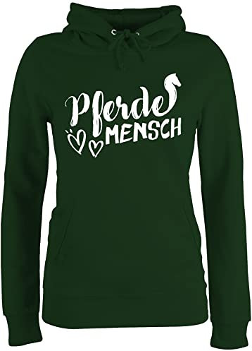 Pullover Damen Hoodie Frauen - Pferde - Pferdemensch - XXL - Dunkelgrün - reitoberteil pferdeliebhaber pferdemenschen pulli pferdepulloverdamen sprüche pferd kapuzenpulli reithoodies reiten hoody