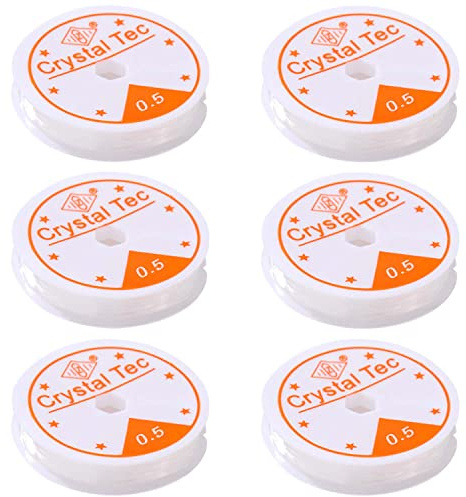 Corde élastique Transparente de 0,5 mm, Fil de pêche élastique en Nylon Transparent, Fil à Coudre Transparent pour la Fabrication de Bijoux, Fil de Perles pour Bracelets de Collier (18 m-1 Racine)…