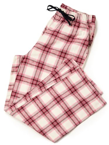 LAPASA Damen Pyjamahose Loungehose Schlafanzughose Freizeithose Baumwolle Flanell L74 (Rosa + weißes Plaid, XS)