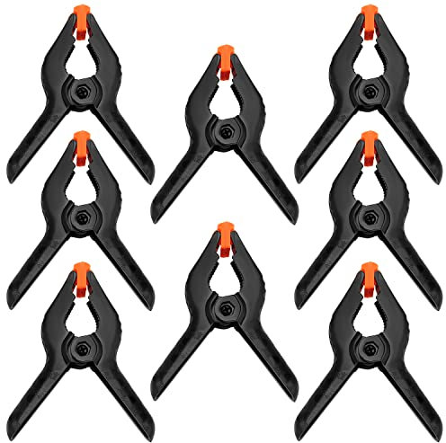 YIXISI 8 Pièces 10.2cm Pince à Ressort Plastique Noir, Jeu de Pince à Ressort en Nylon pour Projets de Bricolage, Studios Photo, Arrière-Plan Photo