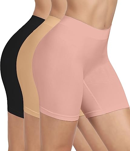BESTENA 3 Pack Slip Shorts Seamless Smooth Workout Yoga Bike Shorts for Women Under Dresses