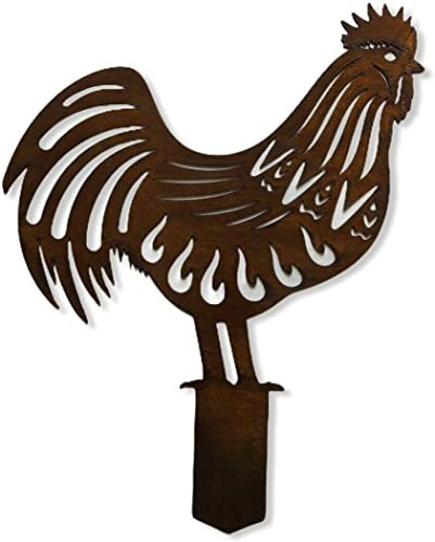 RUSTIC WAREHOUSE NORFOLK LIMITED Rusty Metal Rooster Garden Decoration Statue Feature Ornament Gift Sculpture Decor Art Gardening Gift Chicken Cockerel