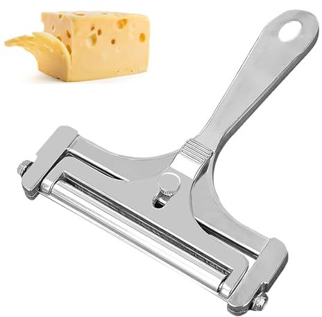 HENGBIRD Käseschneider mit Rolle und Schneiddraht, Käseschneider mit einstellbarer Dicke, Variable Schnittstärke, Draht-Käseschneider für Mozzarella, Cheddar, Robuste Käseschneider für Blockkäse